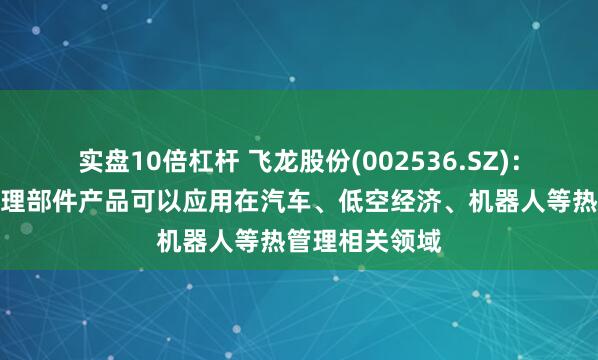 实盘10倍杠杆 飞龙股份(002536.SZ)：目前公司热管理部件产品可以应用在汽车、低空经济、机器人等热管理相关领域